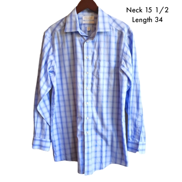 Gold Label Roundtree & Yorke fitted non-iron cotton poplin button up shirt mens - Picture 1 of 4